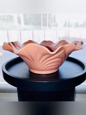 Vintage Metlox of California studio pottery ruffled fan bowl “Poppy Trail” #172